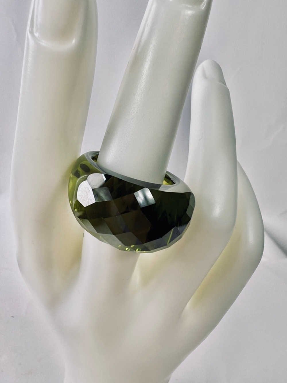 Olive‎ Green Faceted Statement Ring - Women Jewelry
